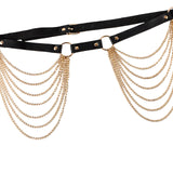Maxbell Waist Belt with Chain Gothic Waistband for Disco Dancing for Men and Women Golden