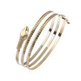 Maxbell Retro Snake Shape Bracelet Bangle Hip Hop Jewelry Collection for Biker Gold