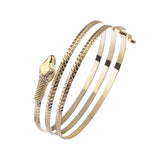 Maxbell Retro Snake Shape Bracelet Bangle Hip Hop Jewelry Collection for Biker Gold