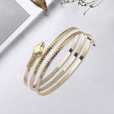 Maxbell Retro Snake Shape Bracelet Bangle Hip Hop Jewelry Collection for Biker Gold