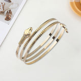 Maxbell Retro Snake Shape Bracelet Bangle Hip Hop Jewelry Collection for Biker Gold