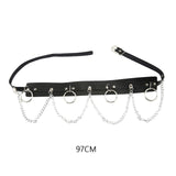 Maxbell Waist Belt with Chain Outfits Waistband PU Leather for Disco Dancing Party black