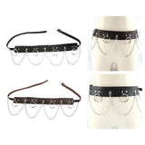 Maxbell Waist Belt with Chain Outfits Waistband PU Leather for Disco Dancing Party black