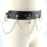 Maxbell Waist Belt with Chain Outfits Waistband PU Leather for Disco Dancing Party black