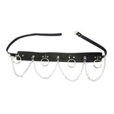 Maxbell Waist Belt with Chain Outfits Waistband PU Leather for Disco Dancing Party black