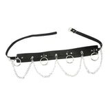 Maxbell Waist Belt with Chain Outfits Waistband PU Leather for Disco Dancing Party black