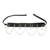 Maxbell Waist Belt with Chain Outfits Waistband PU Leather for Disco Dancing Party black