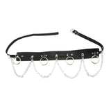 Maxbell Waist Belt with Chain Outfits Waistband PU Leather for Disco Dancing Party black
