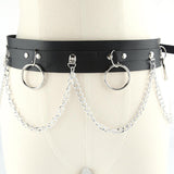 Maxbell Waist Belt with Chain Outfits Waistband PU Leather for Disco Dancing Party black