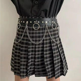 Maxbell Waist Belt with Chain Outfits Waistband PU Leather for Disco Dancing Party black