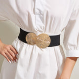 Maxbell Elastic Women Wide Belt Wide Wedding dress Belt Strechy Party Waistband Black