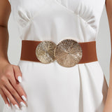 Maxbell Elastic Women Wide Belt Wide Wedding dress Belt Strechy Party Waistband Brown