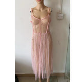 Maxbell Sheer Bikini Cover up Dress Swim Bathing Suit Dress for Night Wear XL Pink