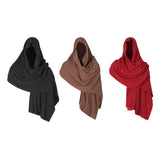 Maxbell Medieval Hooded Cloak Shoulder Cowl Adult Garment Cosplay Party Fancy Dress Black