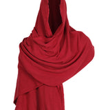 Maxbell Medieval Hooded Cloak Shoulder Cowl Adult Garment Cosplay Party Fancy Dress Red