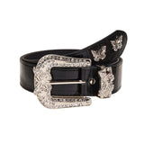 Maxbell Versatile Women Leather Belt Metal Pin Buckle 1.5inch Width Gothic Punk Belt