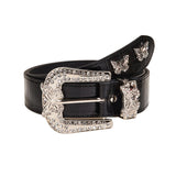 Maxbell Versatile Women Leather Belt Metal Pin Buckle 1.5inch Width Gothic Punk Belt