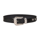 Maxbell Versatile Women Leather Belt Metal Pin Buckle 1.5inch Width Gothic Punk Belt