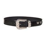 Maxbell Versatile Women Leather Belt Metal Pin Buckle 1.5inch Width Gothic Punk Belt