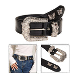 Maxbell Versatile Women Leather Belt Metal Pin Buckle 1.5inch Width Gothic Punk Belt