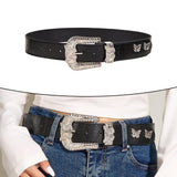 Maxbell Versatile Women Leather Belt Metal Pin Buckle 1.5inch Width Gothic Punk Belt