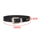 Maxbell Versatile Women Leather Belt Metal Pin Buckle 1.5inch Width Gothic Punk Belt