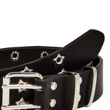 Maxbell Women Leather Belt Decorative Waistband Punk Waist Belt for Jean Pant Black
