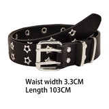 Maxbell Women Leather Belt Decorative Waistband Punk Waist Belt for Jean Pant Black