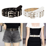 Maxbell Women Leather Belt Decorative Waistband Punk Waist Belt for Jean Pant Black