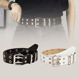 Maxbell Women Leather Belt Decorative Waistband Punk Waist Belt for Jean Pant Black