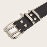 Maxbell Women Leather Belt Decorative Waistband Punk Waist Belt for Jean Pant Black