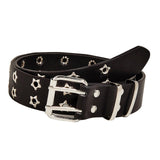 Maxbell Women Leather Belt Decorative Waistband Punk Waist Belt for Jean Pant Black