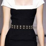 Maxbell Women Leather Belt Decorative Waistband Punk Waist Belt for Jean Pant Black