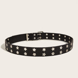 Maxbell Women Leather Belt Decorative Waistband Punk Waist Belt for Jean Pant Black