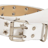 Maxbell Women Leather Belt Decorative Waistband Punk Waist Belt for Jean Pant White