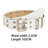Maxbell Women Leather Belt Decorative Waistband Punk Waist Belt for Jean Pant White