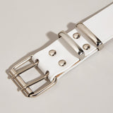 Maxbell Women Leather Belt Decorative Waistband Punk Waist Belt for Jean Pant White