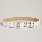 Maxbell Women Leather Belt Decorative Waistband Punk Waist Belt for Jean Pant White