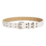 Maxbell Women Leather Belt Decorative Waistband Punk Waist Belt for Jean Pant White