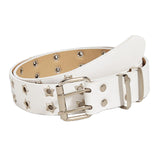 Maxbell Women Leather Belt Decorative Waistband Punk Waist Belt for Jean Pant White