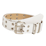 Maxbell Women Leather Belt Decorative Waistband Punk Waist Belt for Jean Pant White
