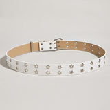 Maxbell Women Leather Belt Decorative Waistband Punk Waist Belt for Jean Pant White