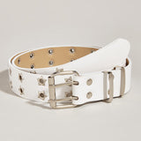 Maxbell Women Leather Belt Decorative Waistband Punk Waist Belt for Jean Pant White