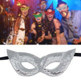 Maxbell Mardi Gras Masquerade Eye Mask Sequin Eyemask Carnival Halloween Photo Prop Argent