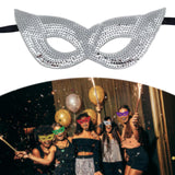 Maxbell Mardi Gras Masquerade Eye Mask Sequin Eyemask Carnival Halloween Photo Prop Argent