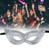 Maxbell Mardi Gras Masquerade Eye Mask Sequin Eyemask Carnival Halloween Photo Prop Argent