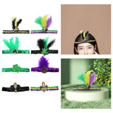 Maxbell Mardi Gras Sequin Headband Headpiece Sparkly Elastic for Party Sport Team Tricolor Feather
