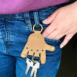 Maxbell Rock Hand Finger Keychain Clip Key Chain PU Leather Holder for Teen Adults