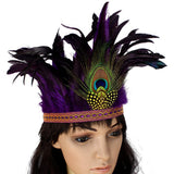 Maxbell Indian Feather Headband Stage Show Costume Accessories Dress up Festival With Peacock 49-54CM