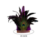 Maxbell Indian Feather Headband Stage Show Costume Accessories Dress up Festival With Peacock 49-54CM